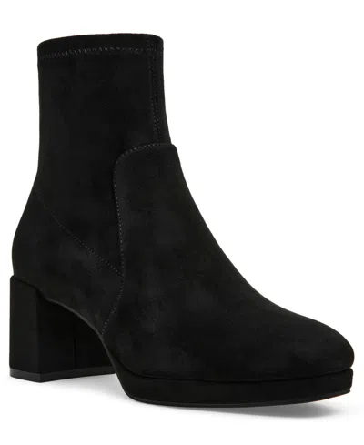 Anne Klein Women's Main Block Heel Dress Booties In Black Microsuede