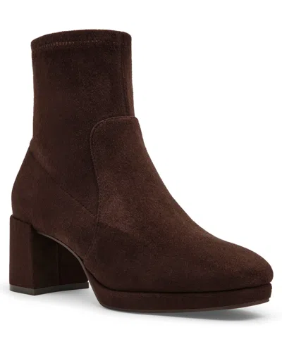 Anne Klein Women's Main Block Heel Dress Booties In Brown Microsuede