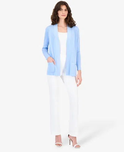 Anne Klein Women's Malibu Fine Rib Open-front Cardigan In Blue