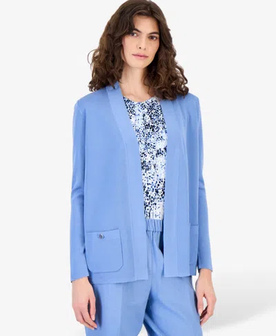 Anne Klein Women's Malibu Fine Rib Open-front Cardigan In Blue