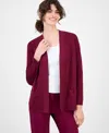 Anne Klein Women's Malibu Fine Rib Open-front Cardigan In Burgundy