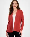 Anne Klein Women's Malibu Fine Rib Open-front Cardigan In Burgundy