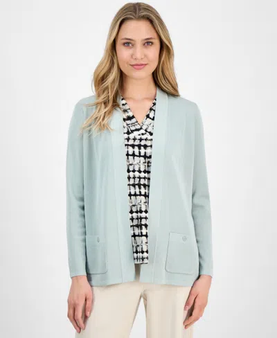Anne Klein Women's Malibu Fine Rib Open-front Cardigan In Soft Aloe