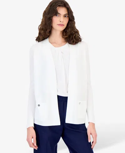 Anne Klein Women's Malibu Fine Rib Open-front Cardigan In White