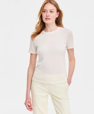 Anne Klein Women's Merino Wool Short-sleeve Sweater In Gray