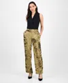 Anne Klein Womens Metallic Crepe High Rise Wide Leg Pants P Xxs 3x In Green