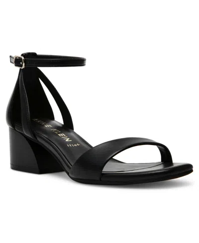 Anne Klein Women's Mia Block Heel Sandals In Black Smooth