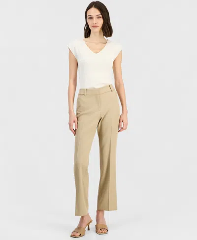 Anne Klein Women's Mid-rise Press-pleat Bootcut Pants In Neutral
