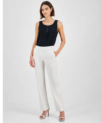Anne Klein Women's Mid-rise Pull-on Slash-pocket Pants In White