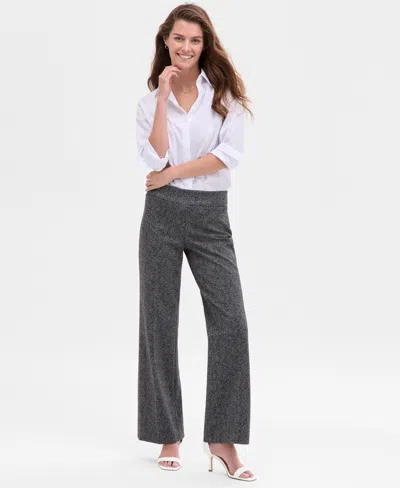 Anne Klein Women's Mid-rise Pull-on Wide-leg Pants In Gray
