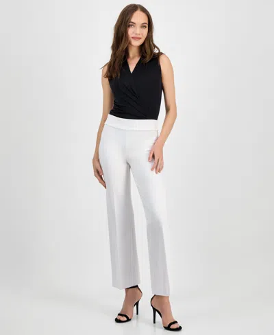 Anne Klein Women's Mid-rise Pull-on Wide-leg Pants In White