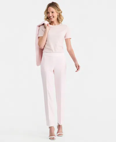 Anne Klein Women's Mid Rise Straight-leg Pull-on Pants In Pink