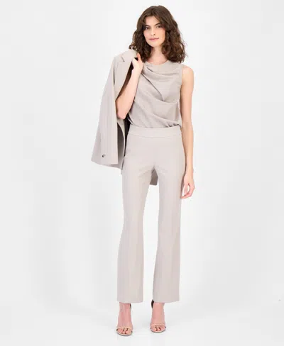 Anne Klein Women's Mid Rise Straight-leg Pull-on Pants In Nude