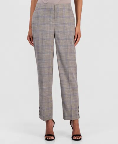 Anne Klein Women's Mid-rise Straight-leg Ankle Pants In Gray