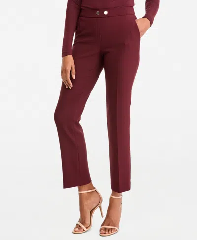 Anne Klein Women's Mid-rise Straight-leg Pants In Barolo