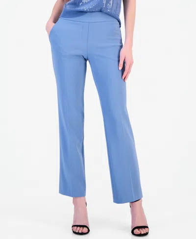 Anne Klein Women's Mid-rise Straight-leg Pants In Blue