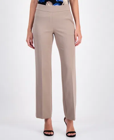 Anne Klein Women's Mid-rise Straight-leg Pants In Brown