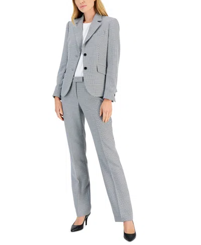 Anne Klein Women's Mini Houndstooth Two-button Jacket & Flare-leg Pants & Pencil Skirt In Anne Black Combo