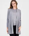 Anne Klein Women's Monteray Metallic Open-front Cardigan In Gray