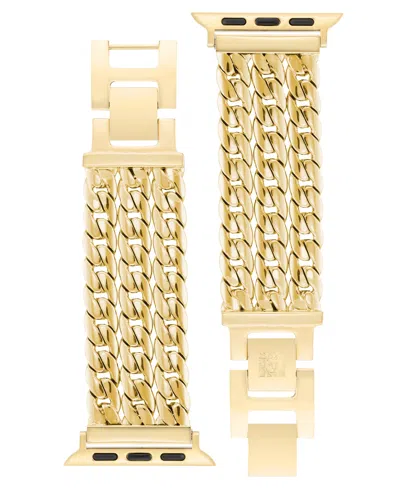Anne Klein Women's Multi Gold-tone Chain Alloy Metal Link Band Designed For Apple Watch 42mm (series 10) & 38/4
