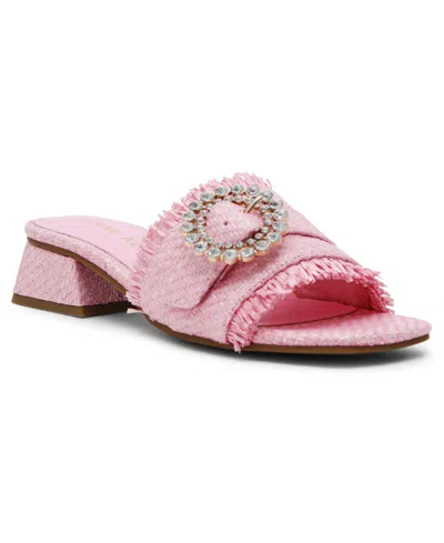Anne Klein Women's Nahla Embellished Buckle Block Heel Dress Sandals In Light Pink