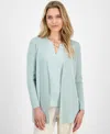Anne Klein Plus Size Napa Open-front Cardigan In Blue