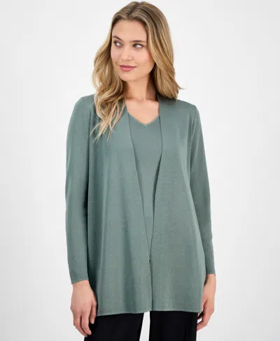 Anne Klein Women's Napa Fine Rib Pocket Cardigan In Green