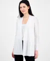 Anne Klein Nappa Open Front Cardigan In Bright White