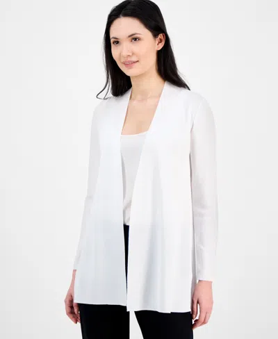 Anne Klein Nappa Open Front Cardigan In Bright White
