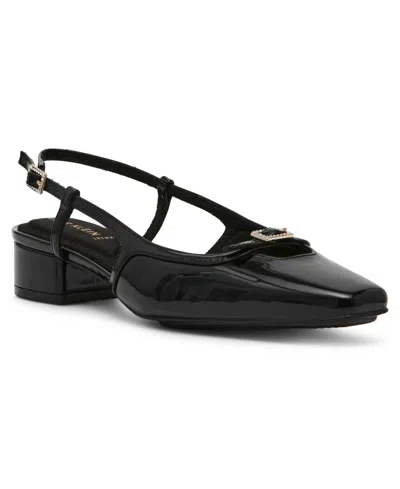 Anne Klein Women's Natalie Snip Toe Slingback Flats In Black Patent