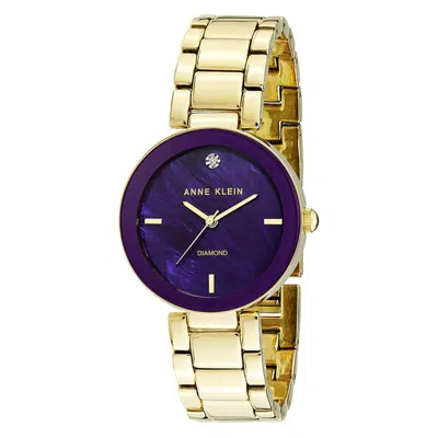 Anne Klein Gold-tone Purple Dial With Second Hand Ladies Watch In Blue