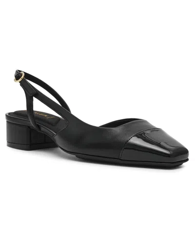 Anne Klein Women's Nia Block Heel Cap Toe Slingback Flats In Black