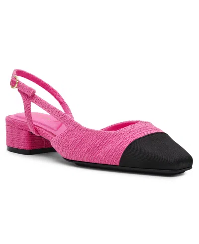 Anne Klein Women's Nia Block Heel Cap Toe Slingback Flats In Pink Multi