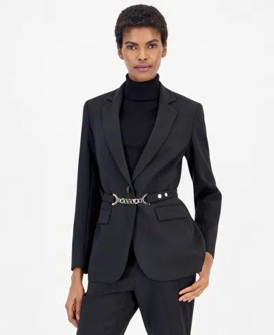 Anne Klein Women's Notch Collar Belted Blazer In Black