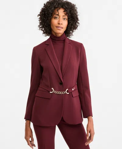 Anne Klein Women's Notch Collar Belted Blazer In Barolo