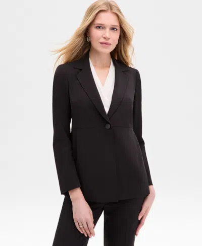 Anne Klein Women's Notch-collar One-button Jacket In Black