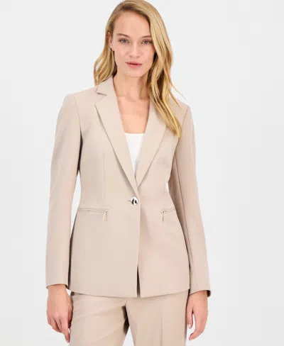 Anne Klein Women's Notch-collar One-button Jacket In Brown