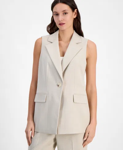 Anne Klein Women's Notch-lapel One-button Vest Jacket In Canvas