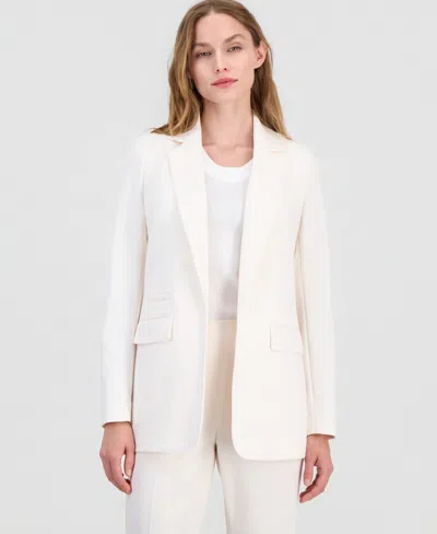 Anne Klein Women's Notch-collar Open-front Three-pocket Jacket In White