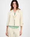 ANNE KLEIN WOMEN'S NOTCHED COLLAR DRAPEY CROPPED JACKET