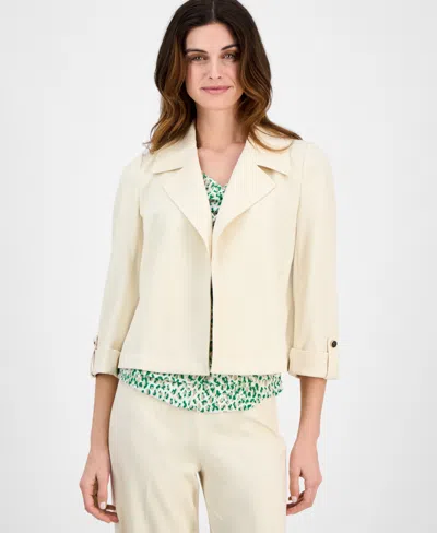 Anne Klein Women's Notched Collar Drapey Cropped Jacket In Lt Parchment