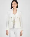 Shop Anne Klein Women's Notched-collar Open-front Jacket In Bright White