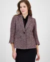 Anne Klein One Button Tweed Blazer In Anne Black Multi