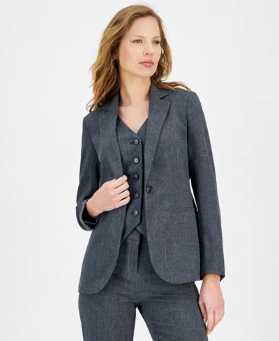 Anne Klein Womens One Button Blazer Button Front Vest Pants In Anne Black Multi
