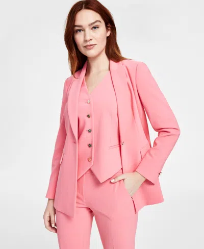 Anne Klein Women's One-button Peak-lapel Blazer In Pink Dahlia