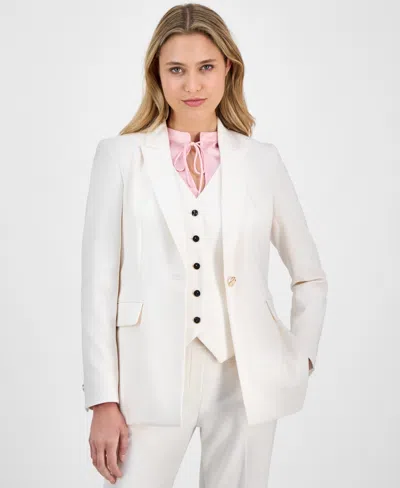 Anne Klein Women's One-button Peak-lapel Blazer In White Dove