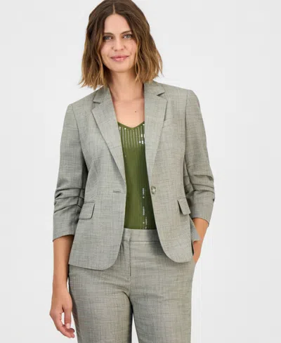 Anne Klein Women's One-button Scrunch-sleeve Blazer In Gray
