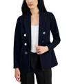 ANNE KLEIN WOMEN'S OPEN FRONT DOUBLE-BREASTED DENIM BLAZER