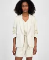 Anne Klein Women's Open-front Scrunch-sleeve Blazer In Neutral