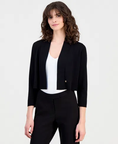 Anne Klein Women's Open-front Shrug Cardigan In Black
